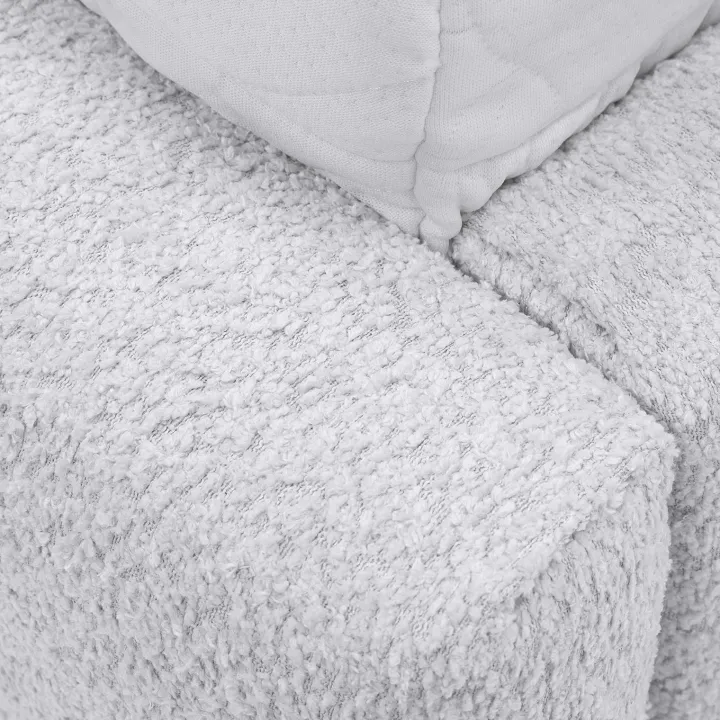 Letto matrimoniale 160x200cm con rete contenitore imbottito tessuto bouclé bianco Aluna