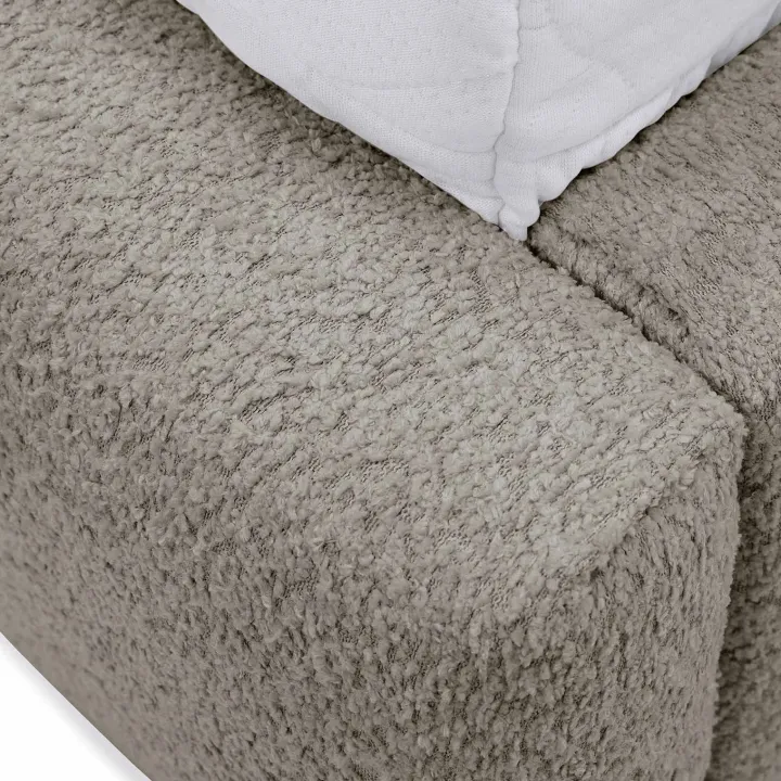 Letto matrimoniale 160x200cm con rete contenitore imbottito tessuto bouclé grigio Aluna