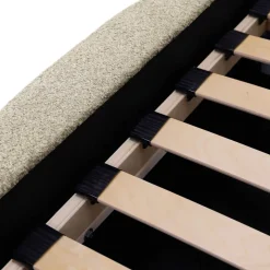 Letto matrimoniale 160x200cm con rete contenitore imbottito tessuto bouclé beige Aluna