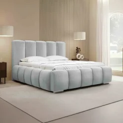 Letto matrimoniale 160x200 cm con rete contenitore imbottito grigio chiaro Cometa