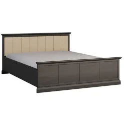 Letto matrimoniale 160x200 cm con rete a doghe shabby nero grafite Purro