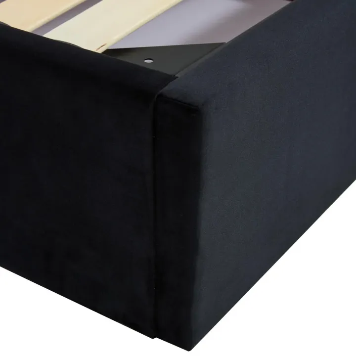 Letto matrimoniale 160x200cm con rete contenitore nero oro Esther