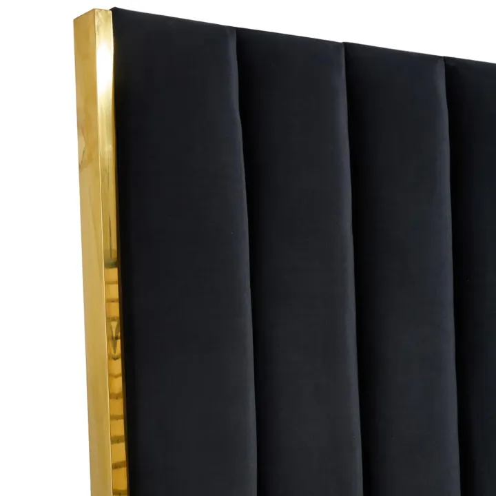 Letto matrimoniale 160x200cm con rete contenitore nero oro Esther