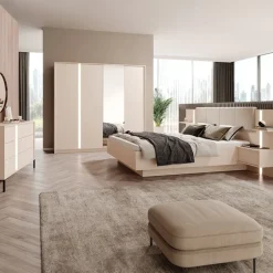 Letto matrimoniale 160x200cm contenitore con comodini beige Jolly