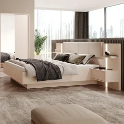 Letto matrimoniale 160x200cm contenitore con comodini beige Jolly