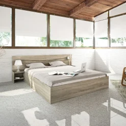 Letto matrimoniale 160x200cm contenitore con comodini rovere sonoma Camilla Gihome®