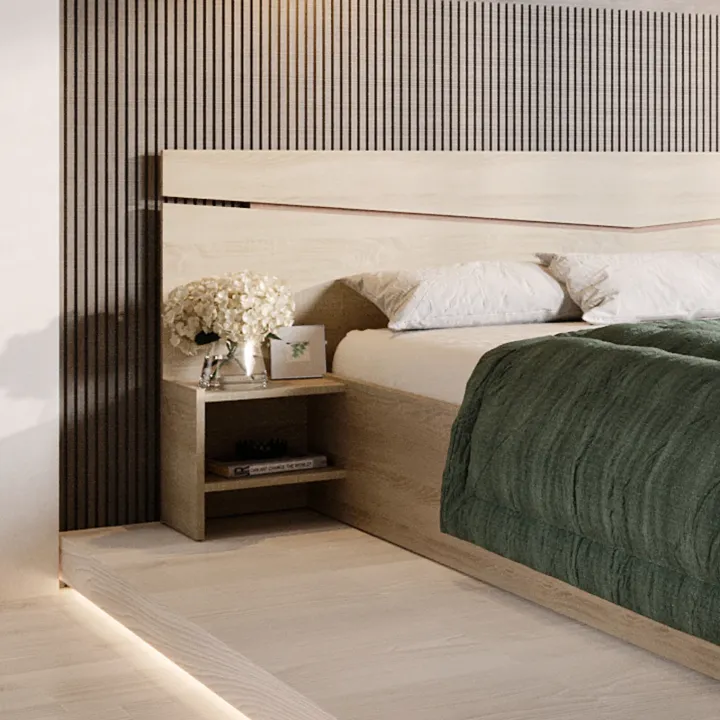 Letto matrimoniale 160x200cm contenitore con comodini rovere sonoma Camilla Gihome®