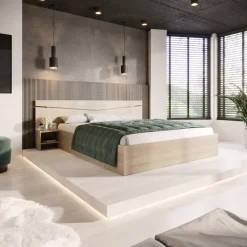 Letto matrimoniale 160x200cm contenitore con comodini rovere sonoma Camilla Gihome®