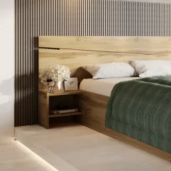 Letto matrimoniale 160x200cm contenitore con comodini rovere rustico Camilla Gihome®