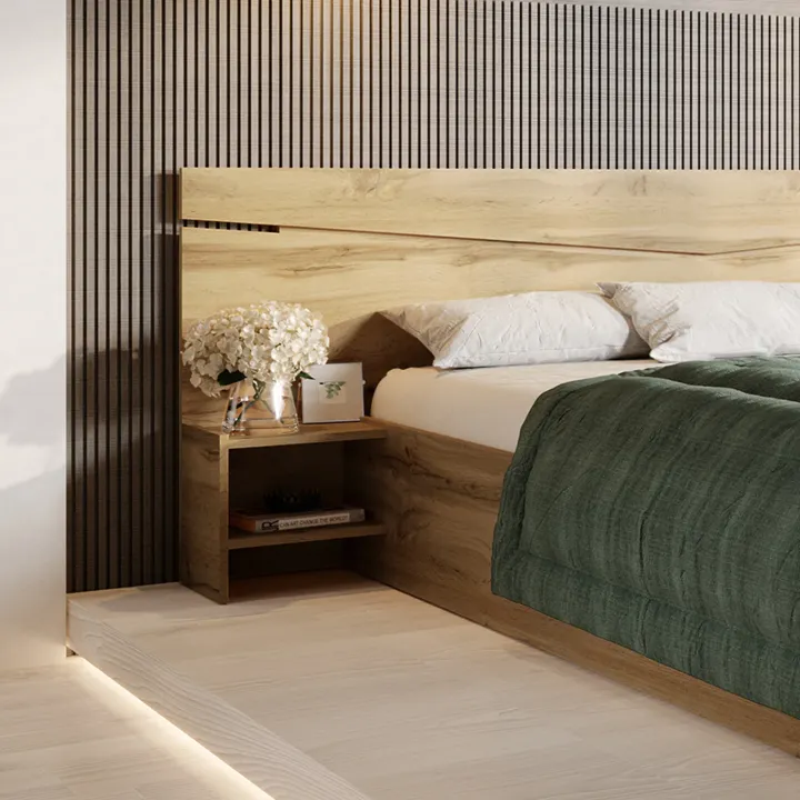 Letto matrimoniale 160x200cm contenitore con comodini rovere rustico Camilla Gihome®
