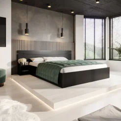 Letto matrimoniale 160x200cm contenitore con comodini antracite Camilla Gihome®