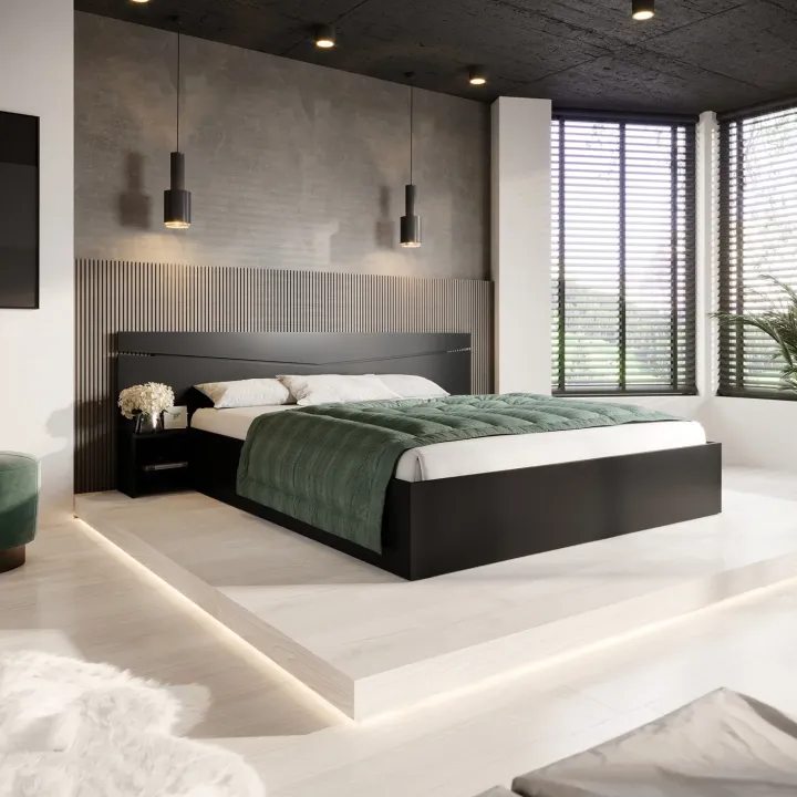 Letto matrimoniale 160x200cm contenitore con comodini antracite Camilla Gihome®
