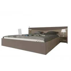 Letto matrimoniale 160x200cm contenitore con comodini rovere scuro marrone Camilla Gihome®