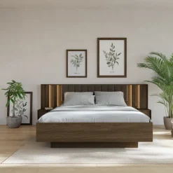 Letto matrimoniale 160x200cm contenitore camera da letto noce Bois