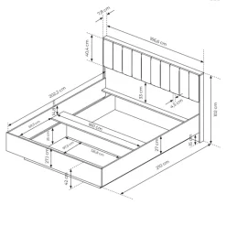 Letto matrimoniale 160x200cm contenitore camera da letto noce Bois