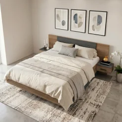 Letto matrimoniale 160x200 cm contenitore con comodini rovere scuro nero frassinato Loly
