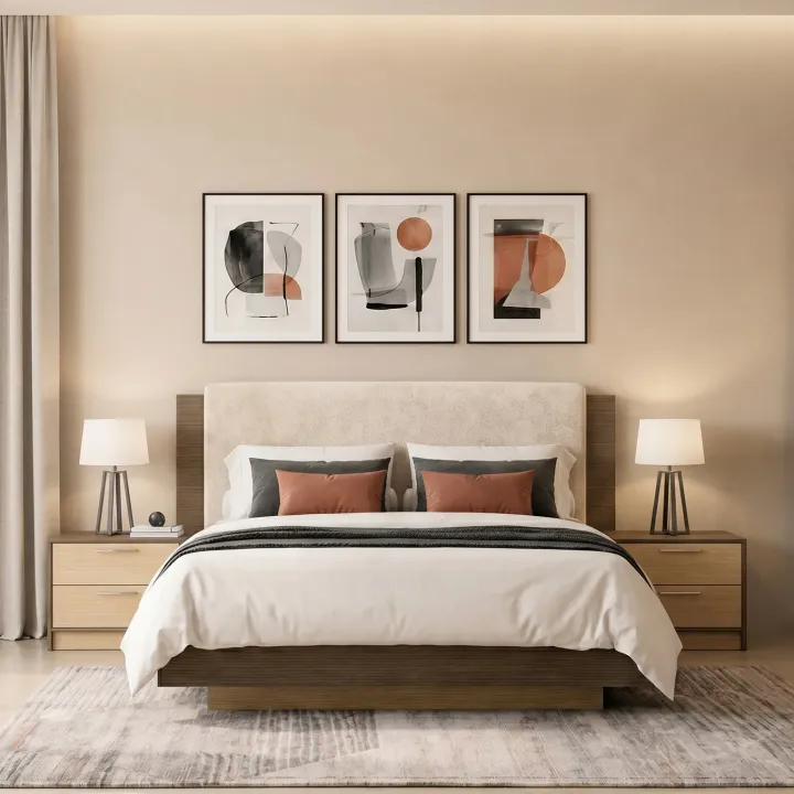 Letto matrimoniale 160x200 cm contenitore con comodini rovere chiaro e rovere scuro Pitigliano
