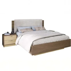 Letto matrimoniale 160x200 cm contenitore con comodini rovere chiaro e rovere scuro Pitigliano