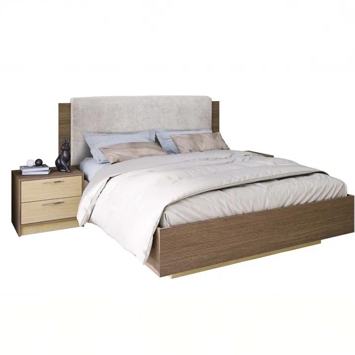 Letto matrimoniale 160x200 cm contenitore con comodini rovere chiaro e rovere scuro Pitigliano