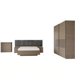 Letto matrimoniale 160x200cm contenitore con comodini rovere scuro marrone Rebecca