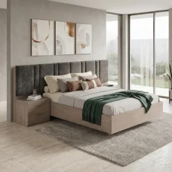 Letto matrimoniale 160x200cm contenitore con comodini rovere scuro marrone Rebecca