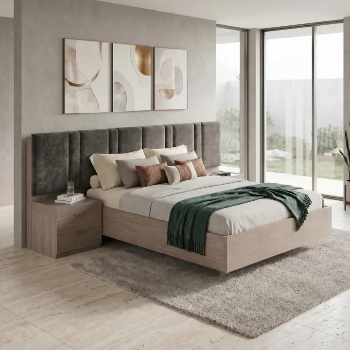 Letto matrimoniale 160x200cm contenitore con comodini rovere scuro marrone Rebecca