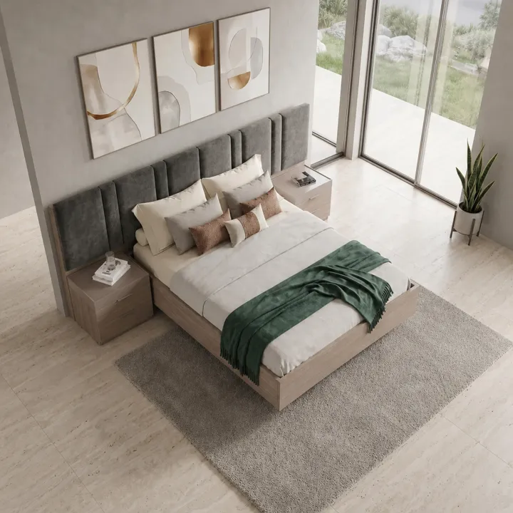 Letto matrimoniale 160x200cm contenitore con comodini rovere scuro marrone Rebecca