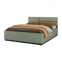 Letto matrimoniale 160x200cm contenitore con rete a doghe testiera reversibile verde Lolla