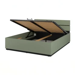 Letto matrimoniale 160x200cm contenitore con rete a doghe testiera reversibile verde Lolla