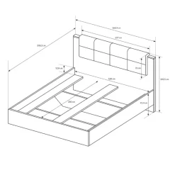 Letto matrimoniale 160x200cm grigio quercia Dable