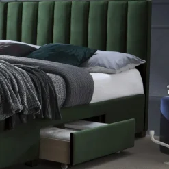 Letto matrimoniale 160x200cm imbottito con cassettoni verde Lux