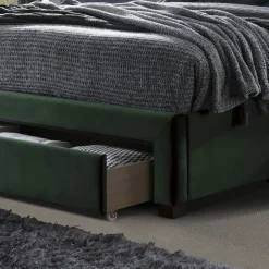 Letto matrimoniale 160x200cm imbottito con cassettoni verde Lux