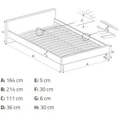 Letto matrimoniale 160x200cm imbottito con cassettoni verde Lux