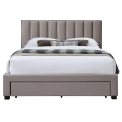 Letto matrimoniale 160x200cm imbottito con cassettoni beige Lux