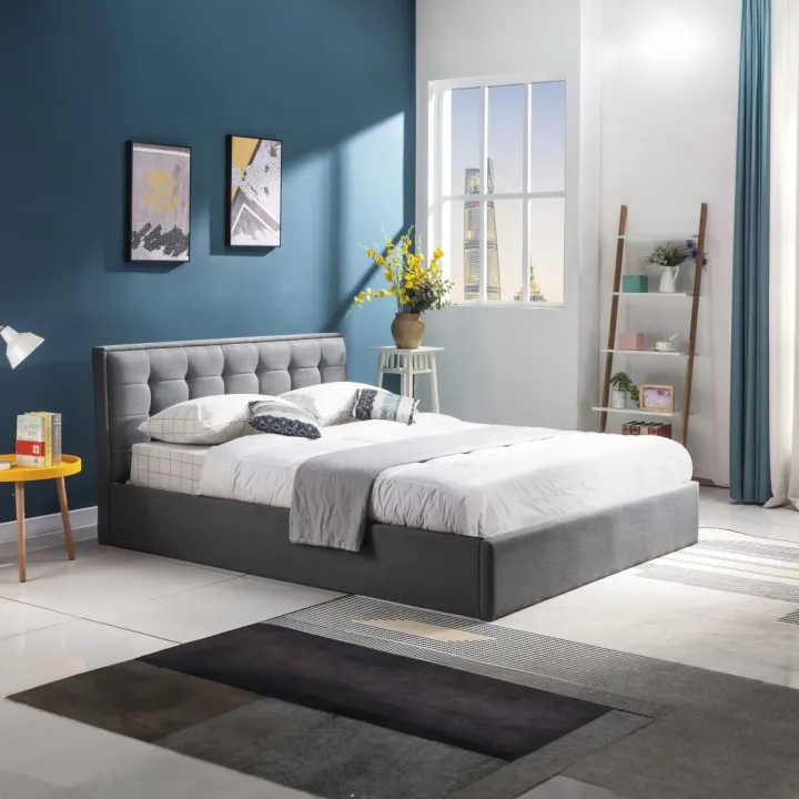 Letto matrimoniale 160x200cm in tessuto contenitore grigio Foser Gihome®