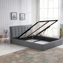 Letto matrimoniale 160x200cm in tessuto contenitore grigio Foser Gihome®