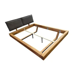 Letto matrimoniale 160x200cm testiera imbottita gambe in metallo legno massello rovere antracite Venalia