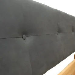 Letto matrimoniale 160x200cm testiera imbottita piedi in metallo legno massello rovere antracite Cortelia