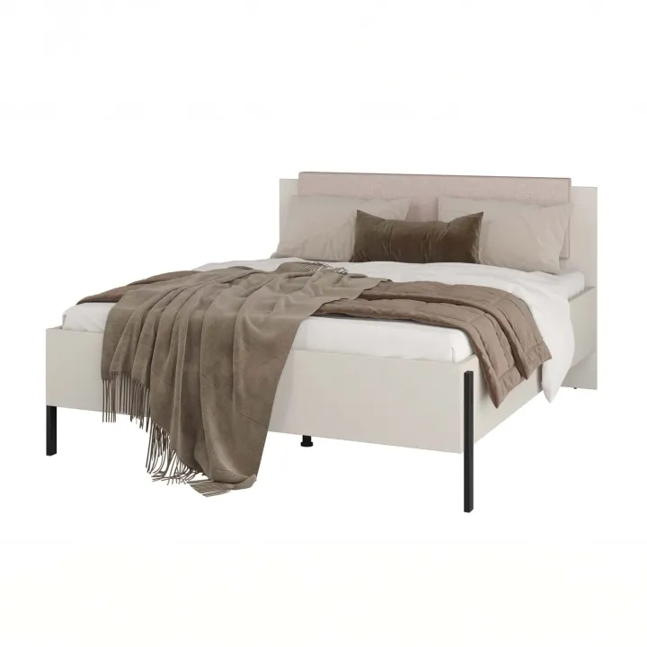 Letto matrimoniale 160x200cm testiera imbottita beige cashmere Simple