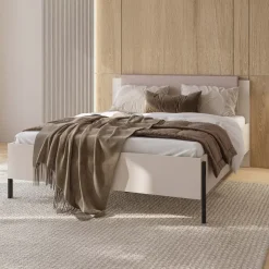 Letto matrimoniale 160x200cm testiera imbottita beige cashmere Simple