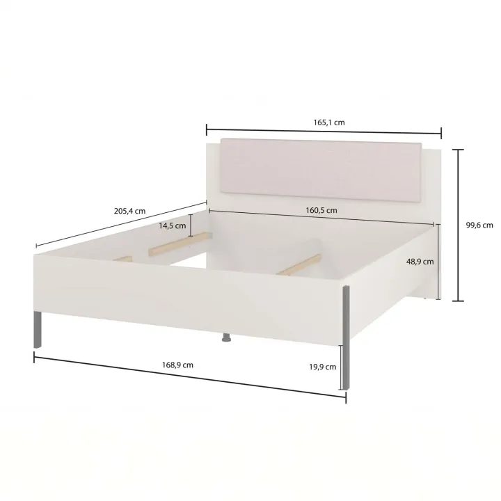 Letto matrimoniale 160x200cm testiera imbottita beige cashmere Simple