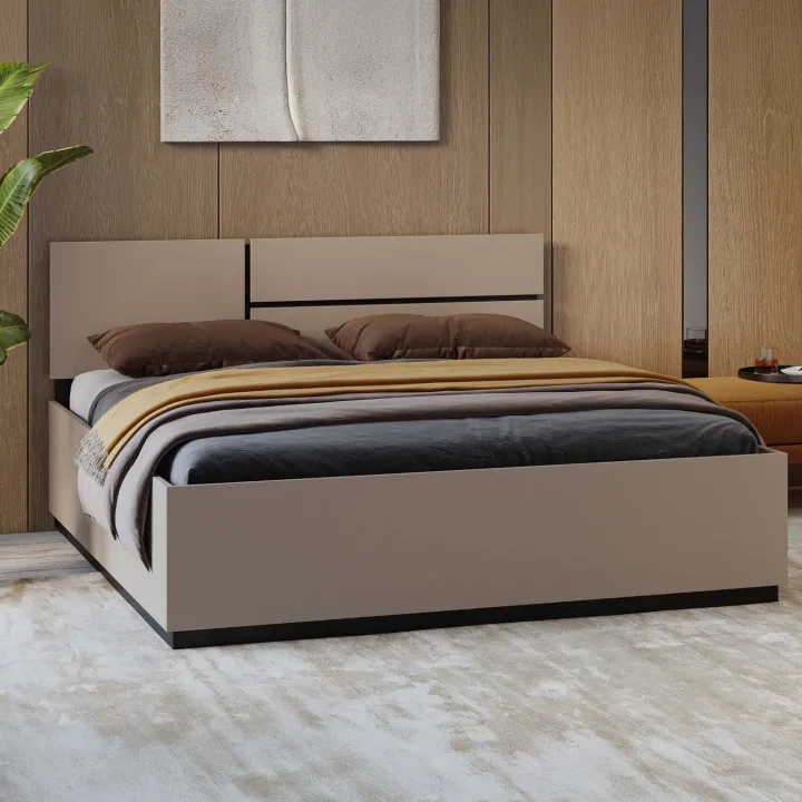 Letto matrimoniale 160x200cm testiera reversibile tortora Lolla