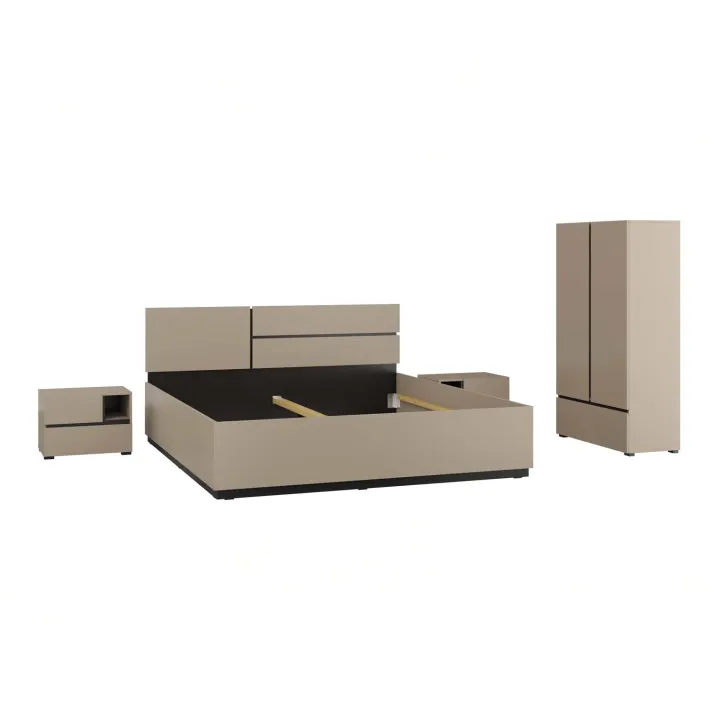 Letto matrimoniale 160x200cm testiera reversibile tortora Lolla