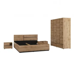 Letto matrimoniale 160x200cm testiera reversibile rovere Lolla