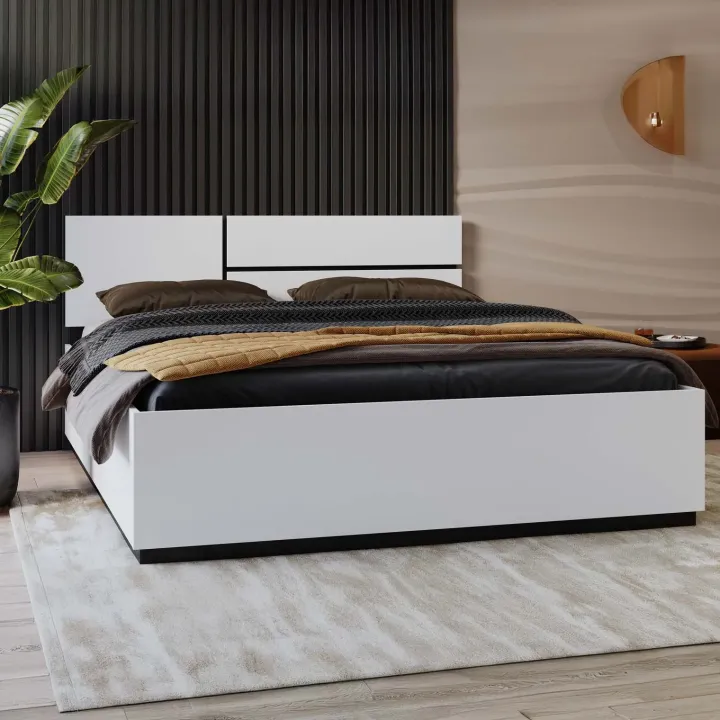 Letto matrimoniale 160x200cm testiera reversibile bianco opaco Lolla