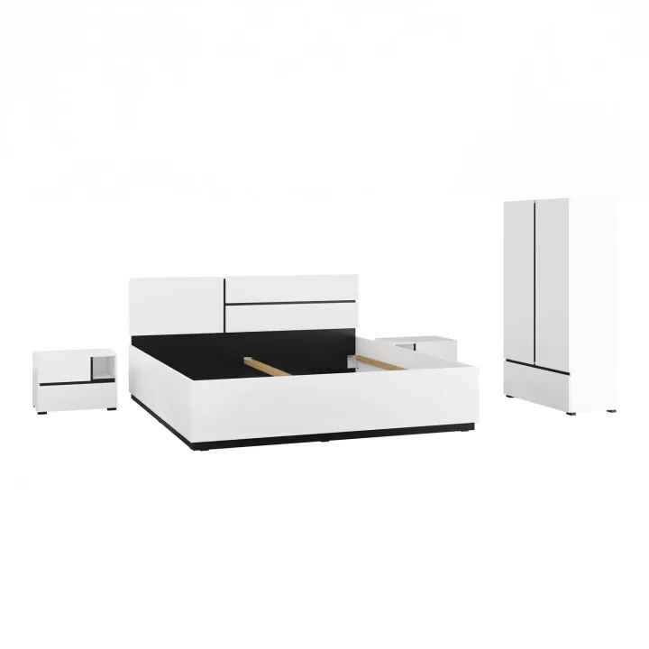 Letto matrimoniale 160x200cm testiera reversibile bianco opaco Lolla