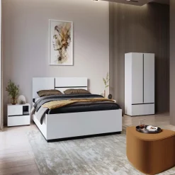 Letto matrimoniale 160x200cm testiera reversibile bianco opaco Lolla
