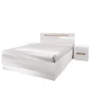 Letto matrimoniale 160x200 contenitore con comodini bianco lucido noce Biancastagno