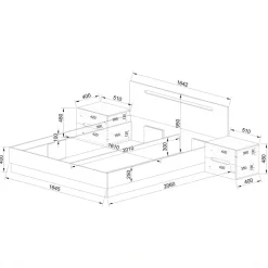 Letto matrimoniale 160x200 contenitore con comodini bianco lucido noce Biancastagno