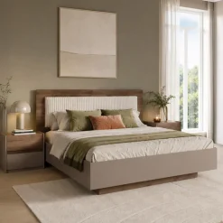 Letto matrimoniale 160x200 contenitore con comodini noce marrone Dusk